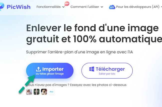 importer photo sur PicWish