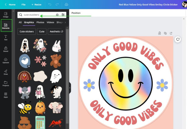 create stickers free on elements
