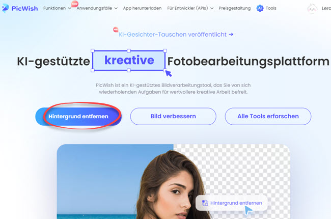 Hintergrund mit PicWish entfernen