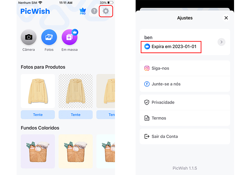 data de assinatura no picwish