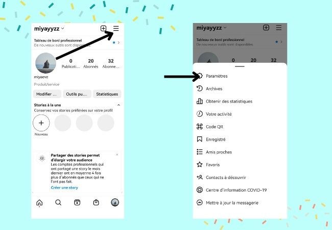 paramètres instagram