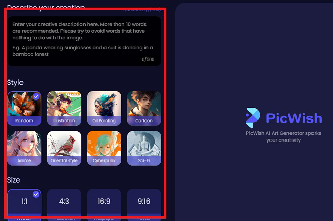 insert prompt and choose the style