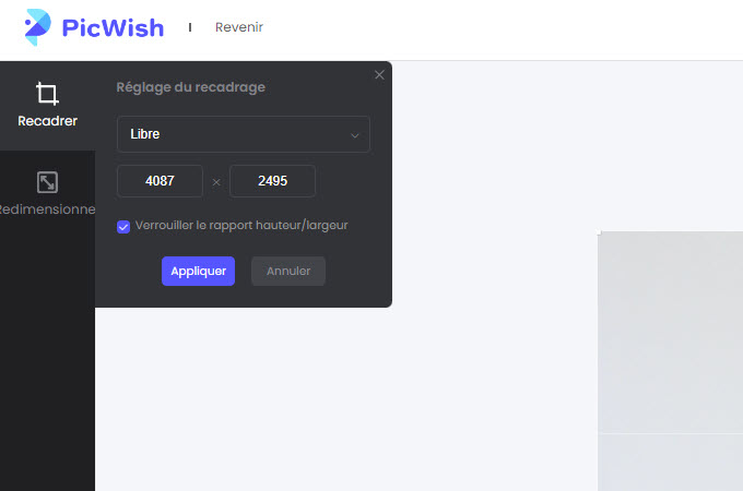 recadrer une image avec picwish