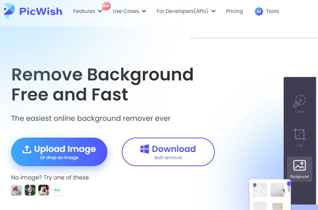 upload the image to picwish