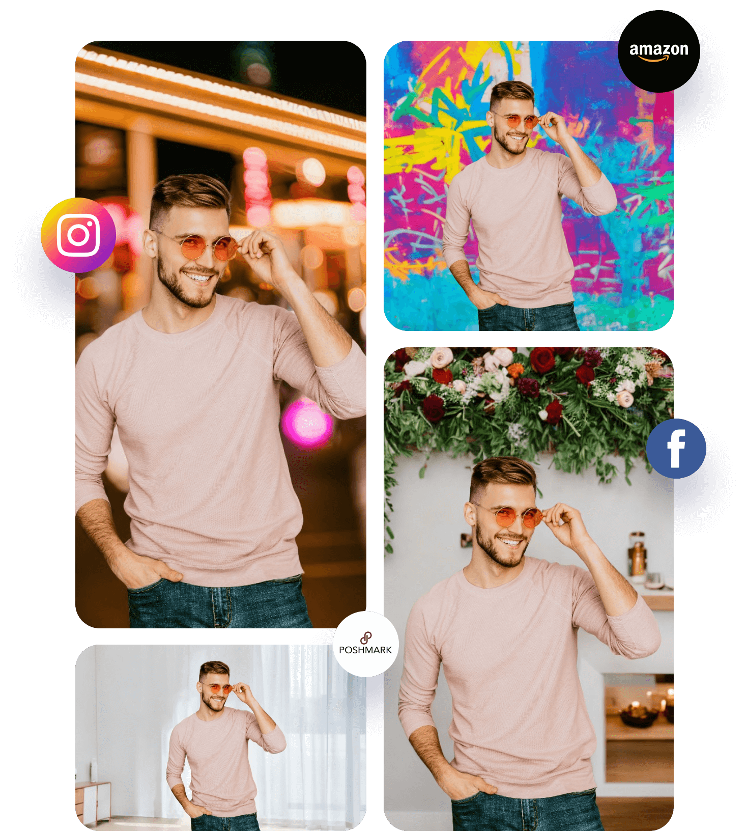 An AI product photo being resized to various sizes