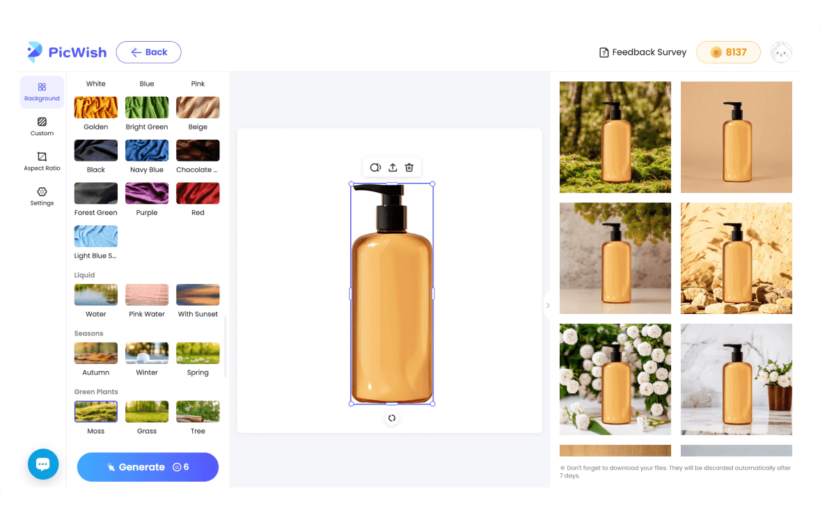 An AI product photo being resized to various sizes